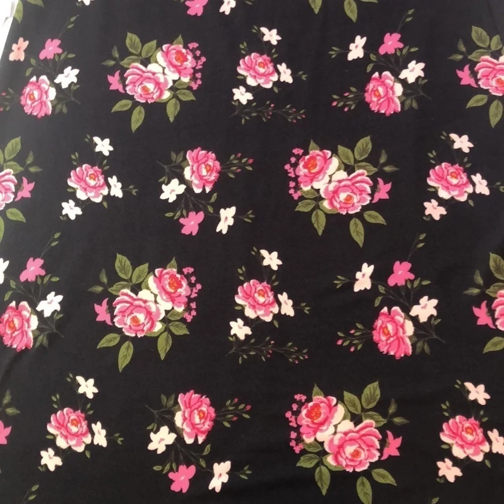 BTWEEN Girls Stretchy Dress Black Pink Rose Floral Keyhole Back Size L 10/12 NWT